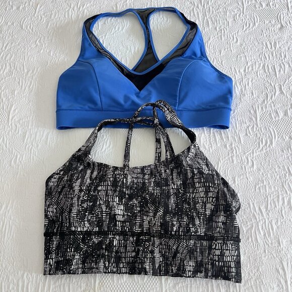 Lululemon Lot Of 2 Size 6 Sports Bras With Padding Inserts Included Black Blue - Picture 1 of 5
